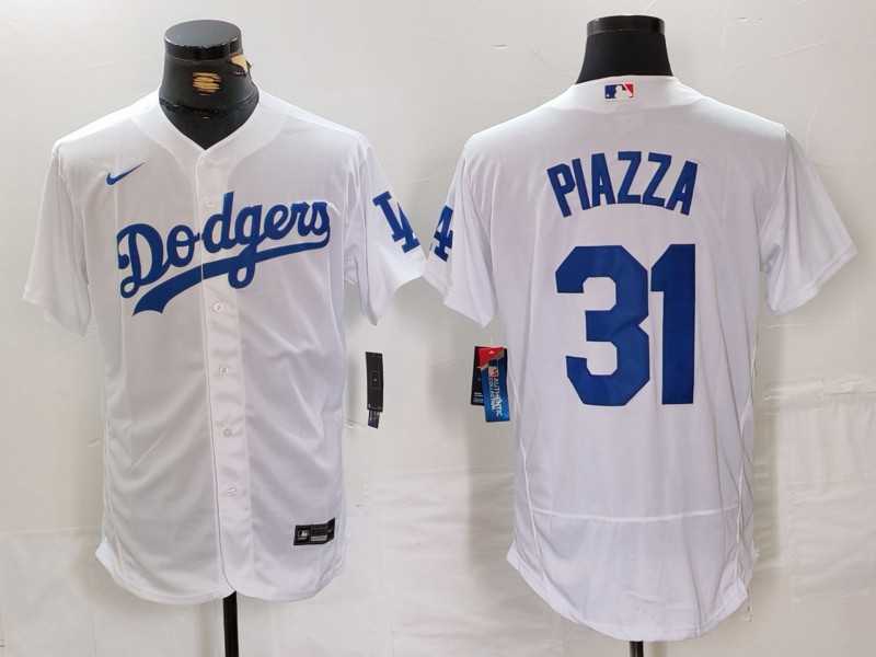 Men%27s Los Angeles Dodgers #31 Mike Piazza White Flex Base Stitched Baseball Jersey->los angeles dodgers->MLB Jersey
